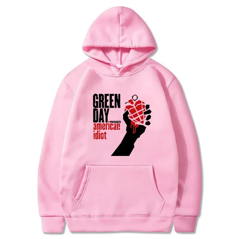 Green Day Printed Pullover Hoodie