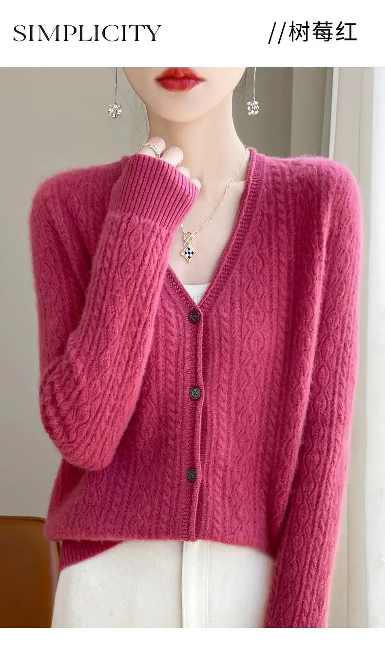 Women Merino Wool Cashmere Cardigan