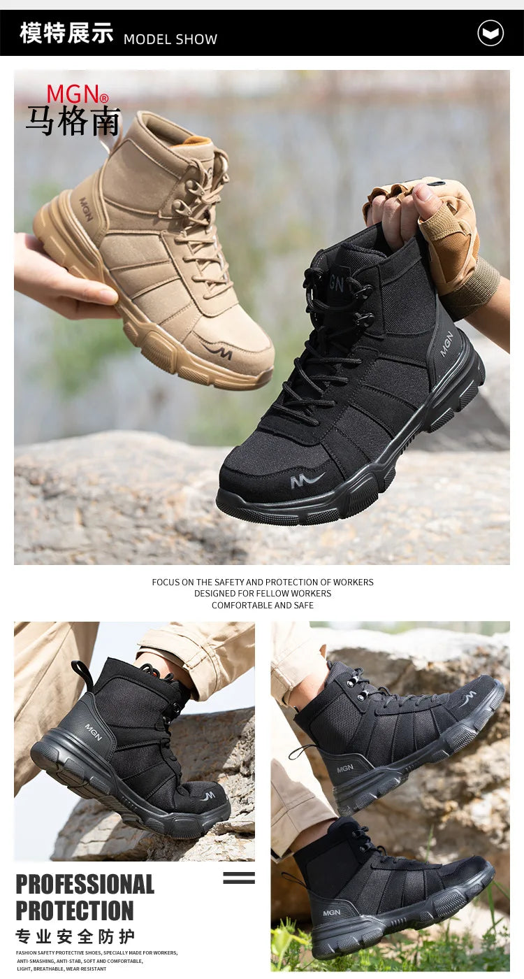 Women Safety Shoes Rotating Button Work Sneakers