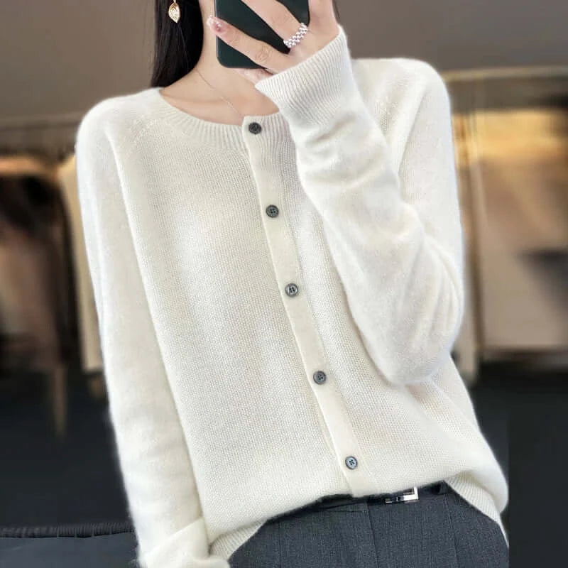 Women Merino Wool Cashmere Cardigan