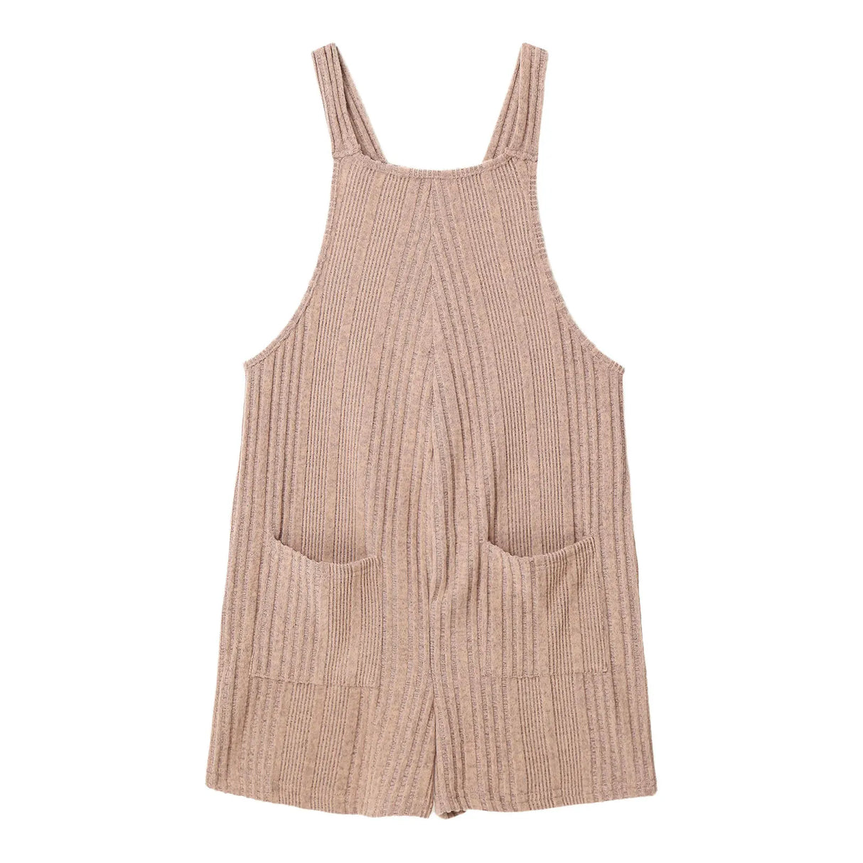 Sleeveless ribbed maternity jumpsuit in natural color, perfect for summer casual wear, made from organic cotton and spandex.