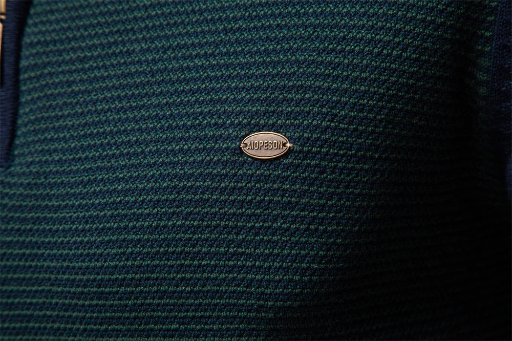 Men's Striped Cotton Turtleneck Sweater