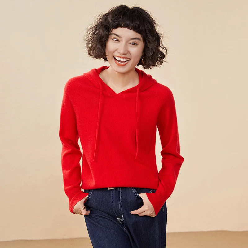 Women's 100% Cashmere Hooded Sweater