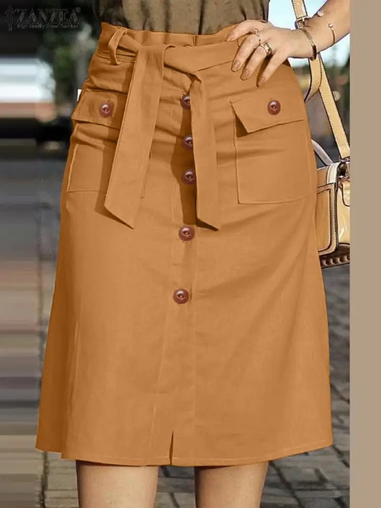 Women Buttoned Cargo Skirt