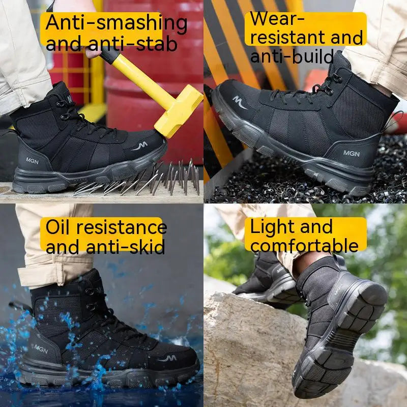 Women Safety Shoes Rotating Button Work Sneakers