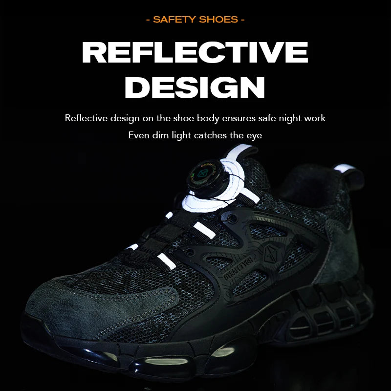 Women Safety Shoes Reflective Steel Toe Sneakers