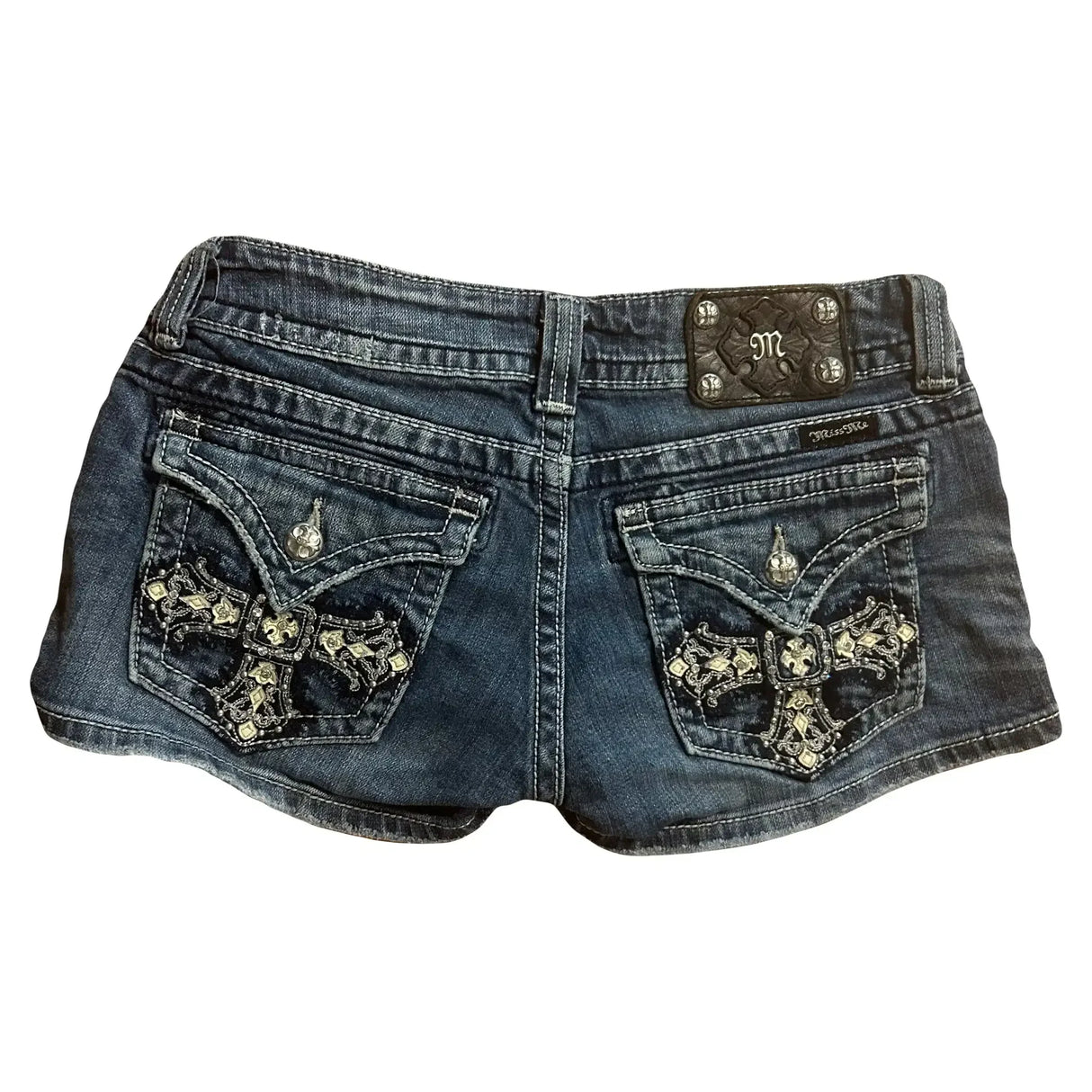 SweetGoth™ – Embroidered Y2K Mini Skirt (Gothic Low Waist Shorts)