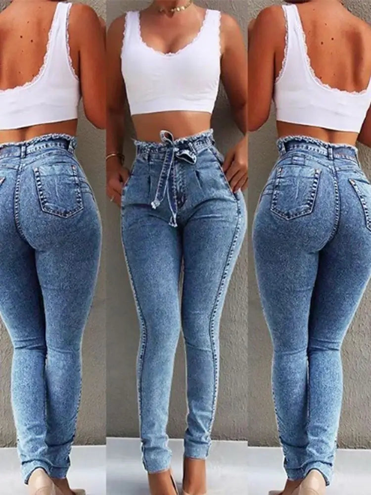 Women High Waist Skinny Stretch Jeans