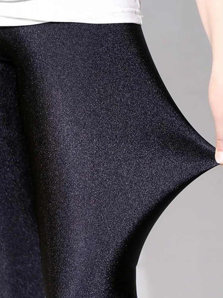 Women Shiny Neon Spandex Capri Leggings