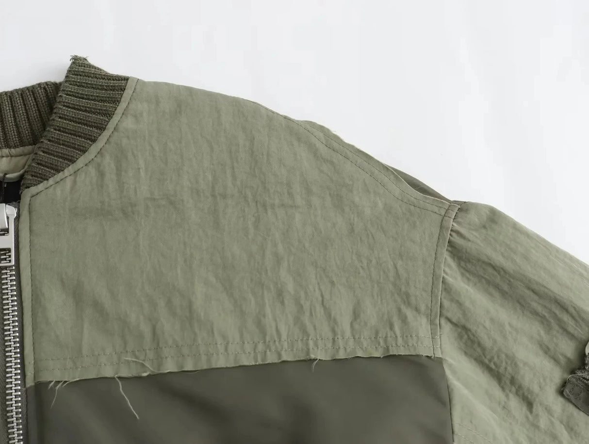 Oversized Army Green Bomber Jacket