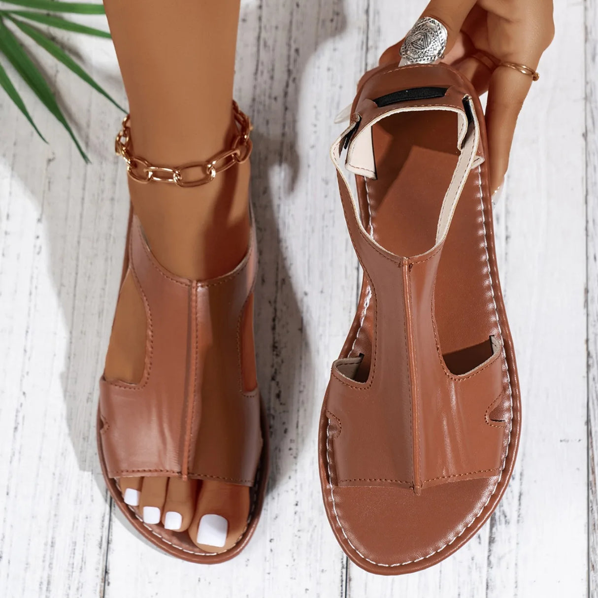 Women Shallow Summer Flat Sandals Comfortable