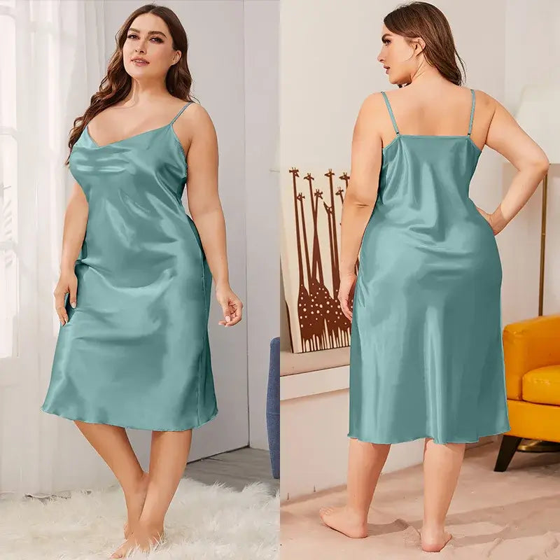 Women Satin Chemise Nightdress Plus Size Sleepwear