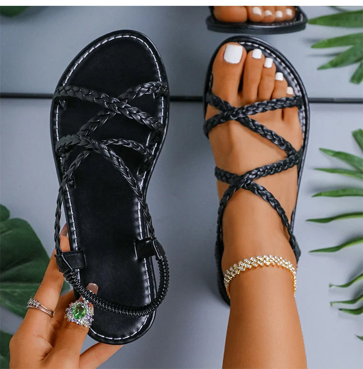 Women Elegant Flat Sandals Summer Footwear