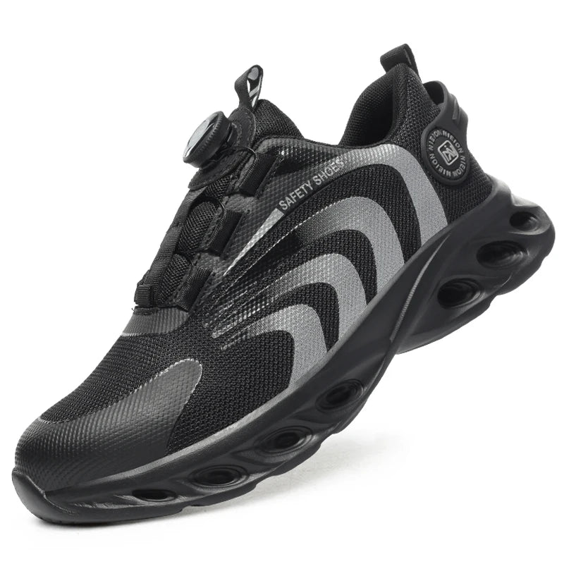 Men Lightweight Rotary Buckle Safety Shoes