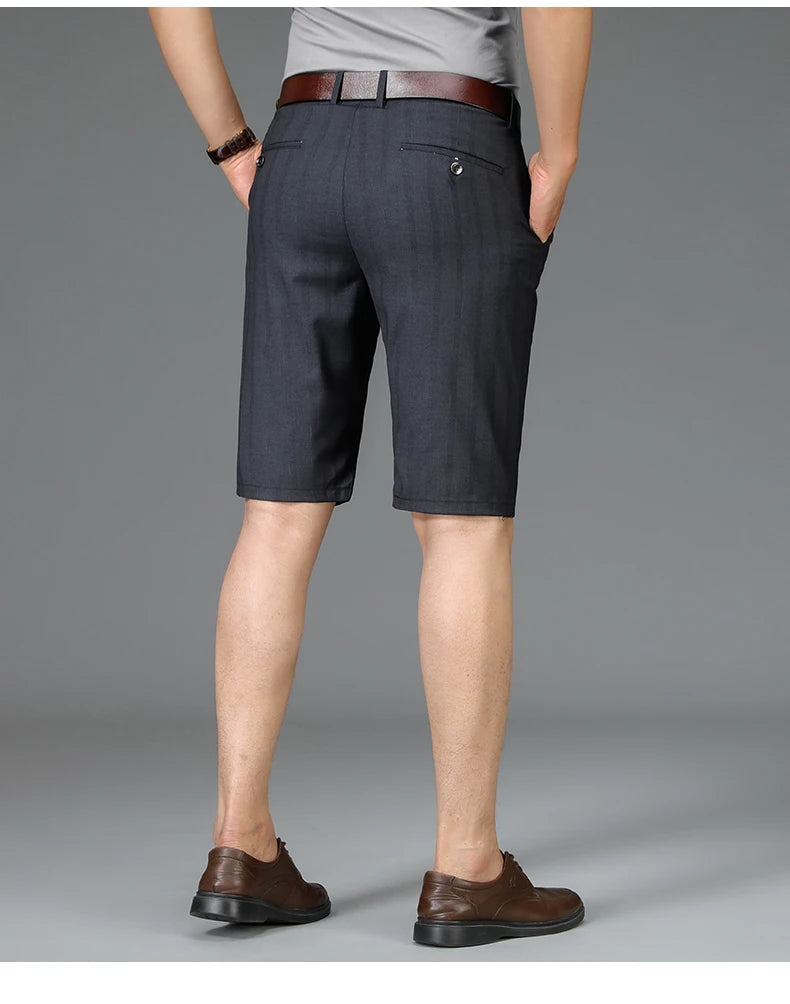Men Striped Business Shorts
