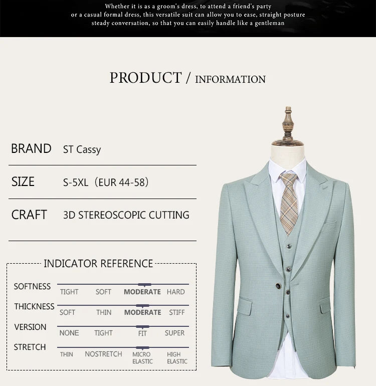 Men Slim Fit Green Summer Suit