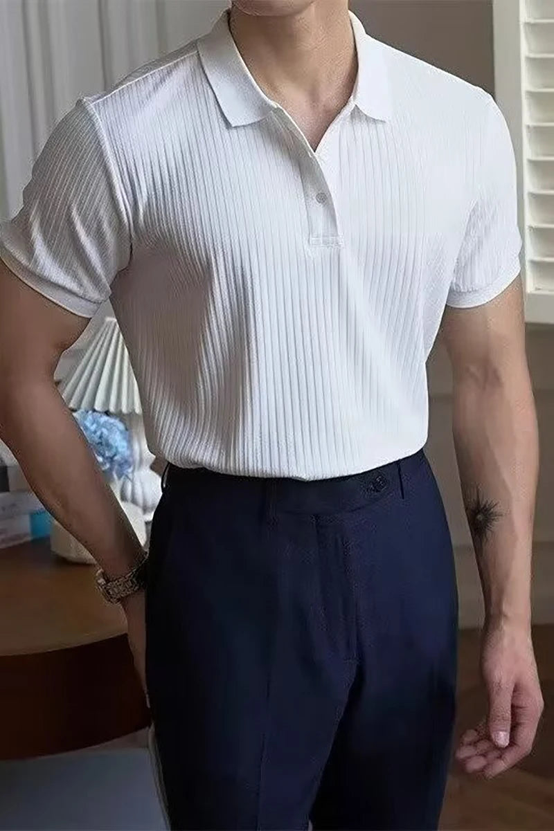 Men Stripe Polo Shirt