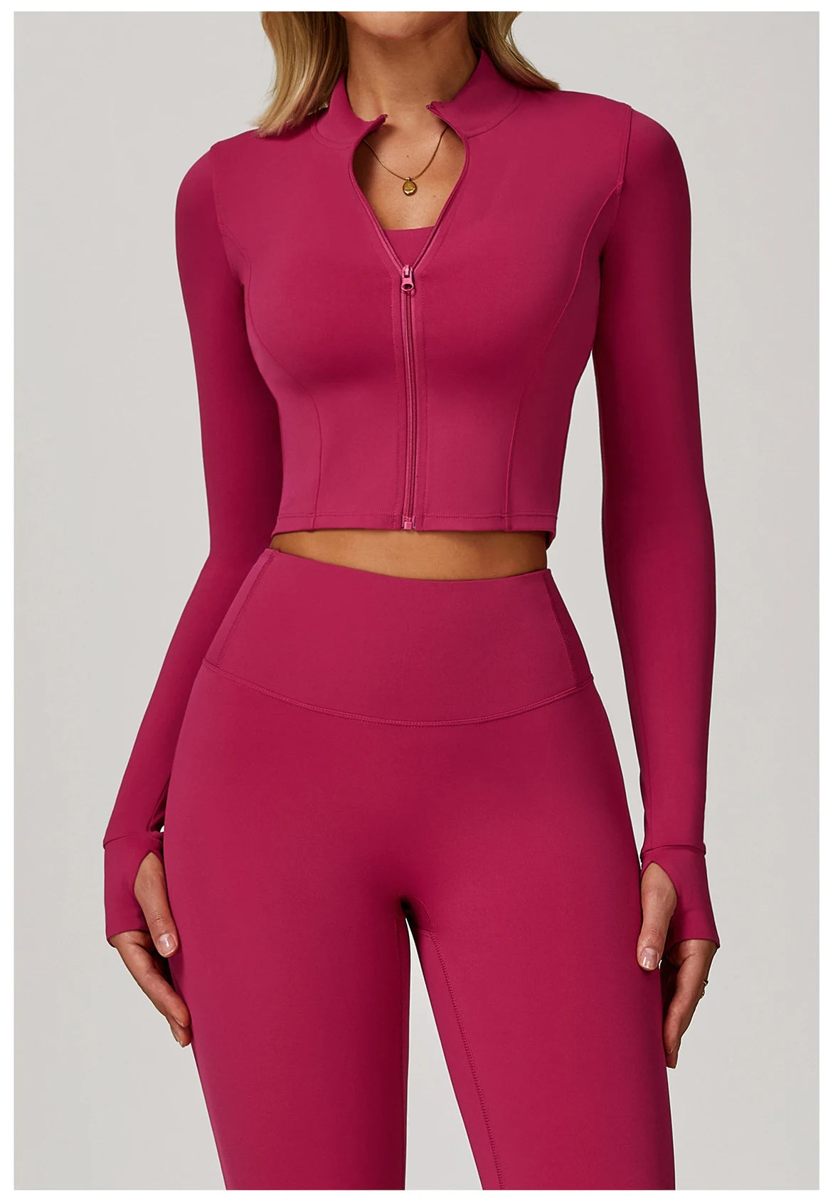 Women's Sexy Zip Long Sleeve Yoga Jacket – Workout Running Cycling Top