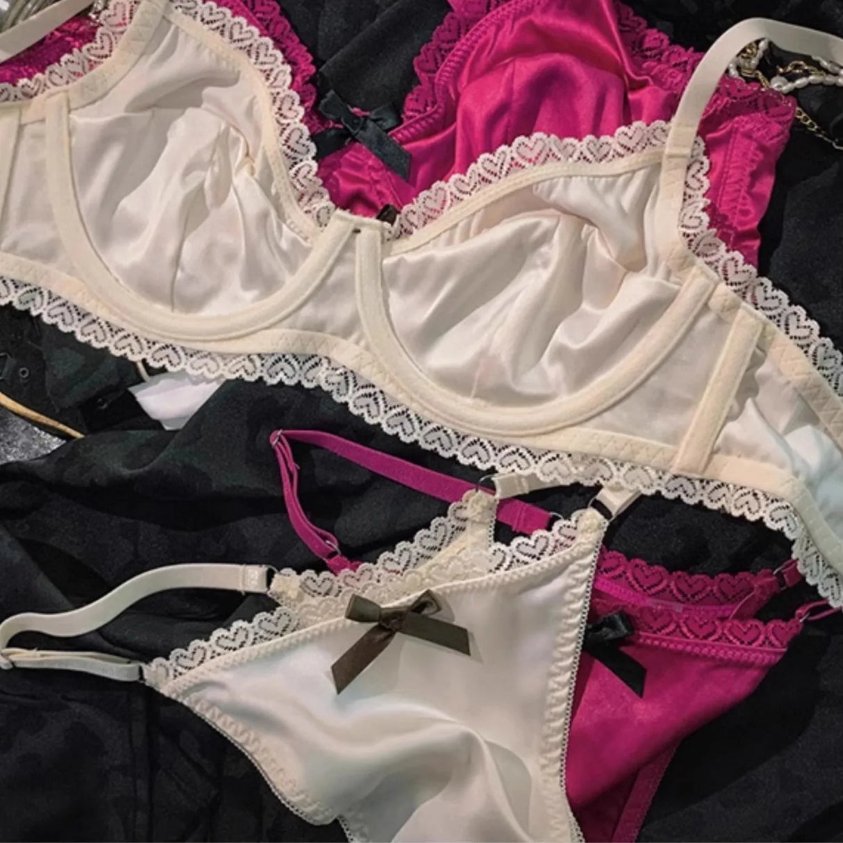 Women Ice Silk Bra Set