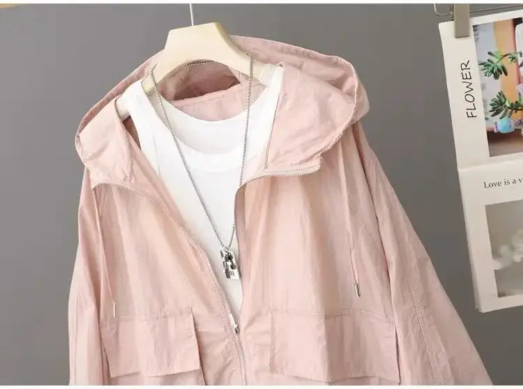 Women Lightweight Hooded Windbreaker