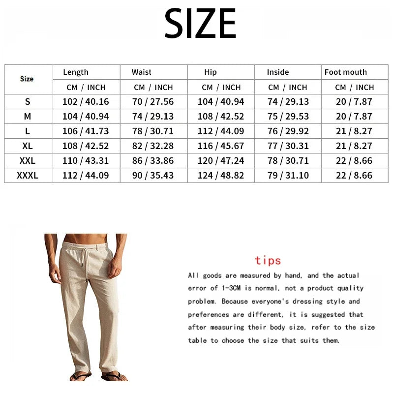 Men Cotton Linen Straight Pants