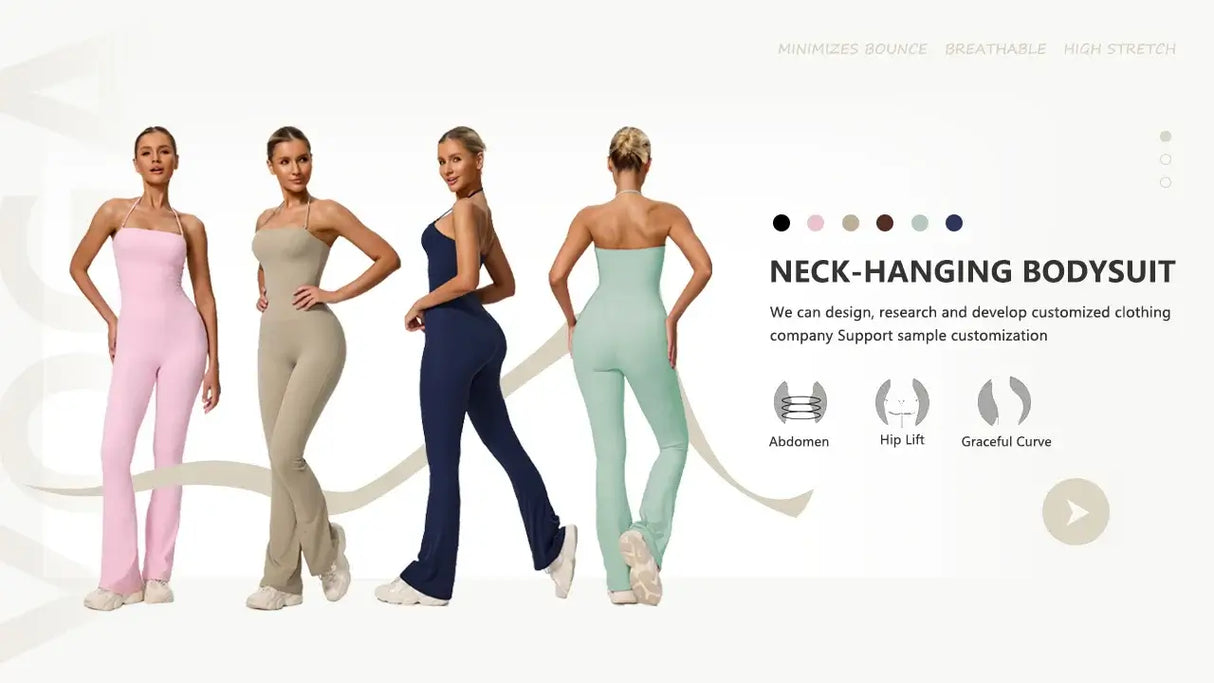 Women Backless Flared Yoga Jumpsuit