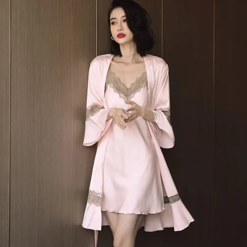 Women Ice Silk Nighty Pajamas