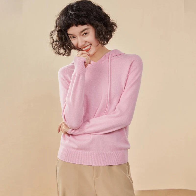 Women's 100% Cashmere Hooded Sweater