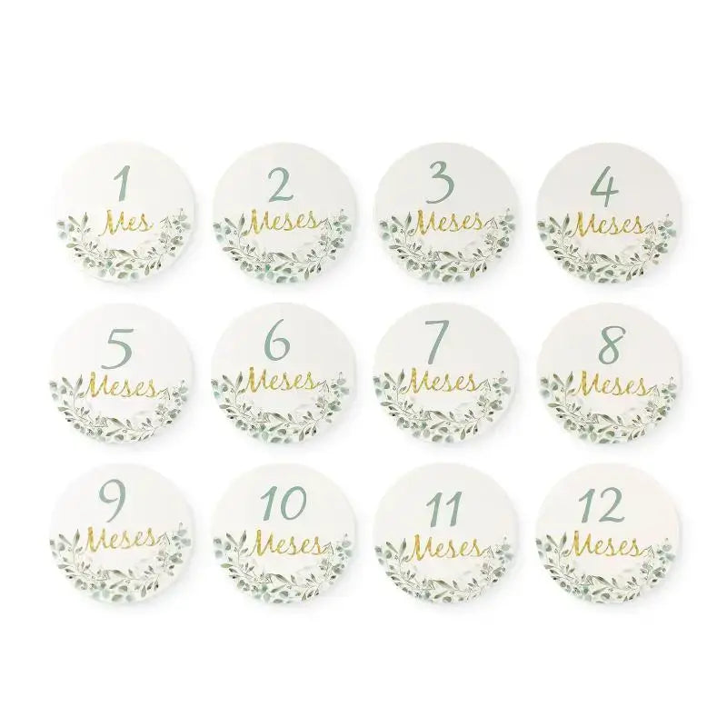 12 piece newborn baby milestone cards with floral design for monthly photography.