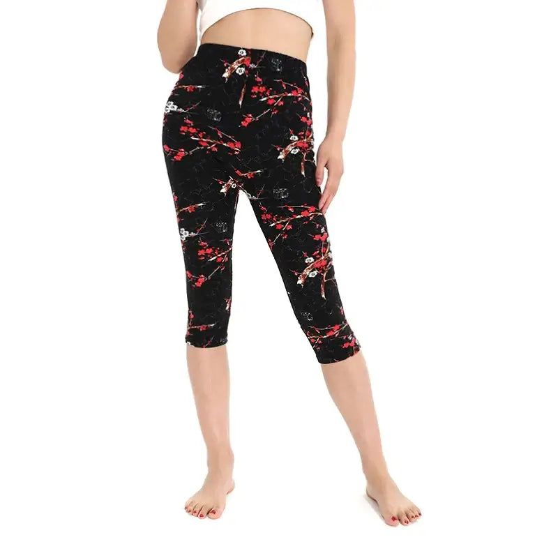 Women Floral Print Cropped Leggings