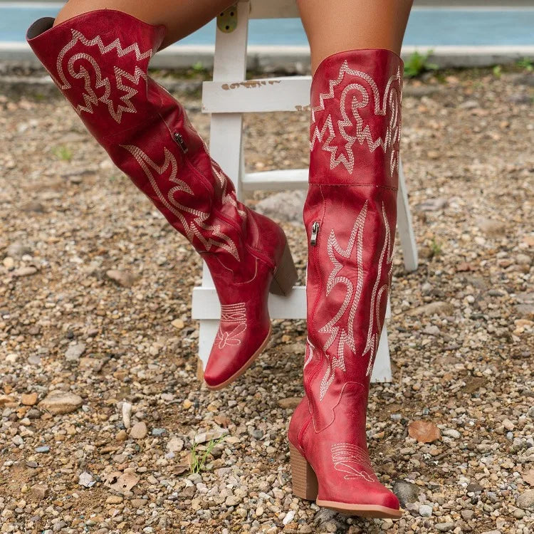 Western Cowboy Knee High Boots – 2025