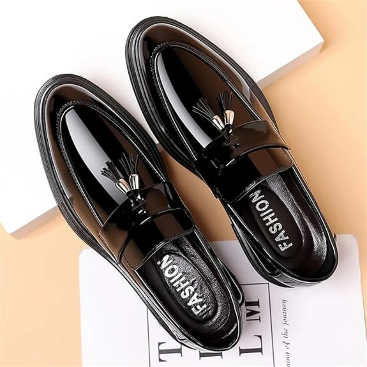 Men Patent Leather Tassel Loafers
