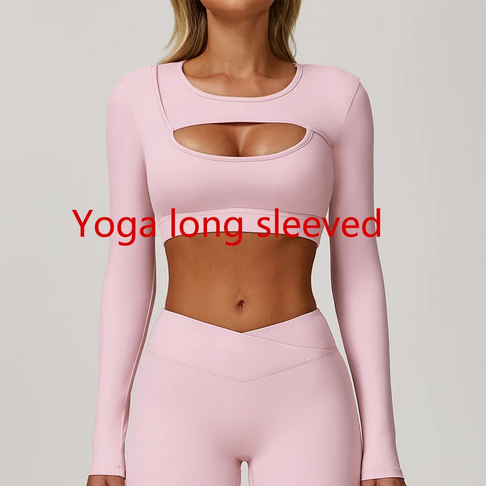 Women's Hollow Out Long Sleeve Yoga Shirt – Gym Workout Running Top