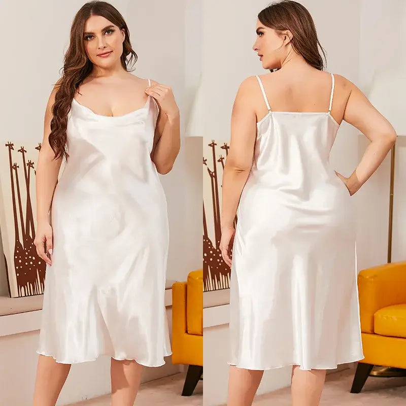 Women Satin Chemise Nightdress Plus Size Sleepwear