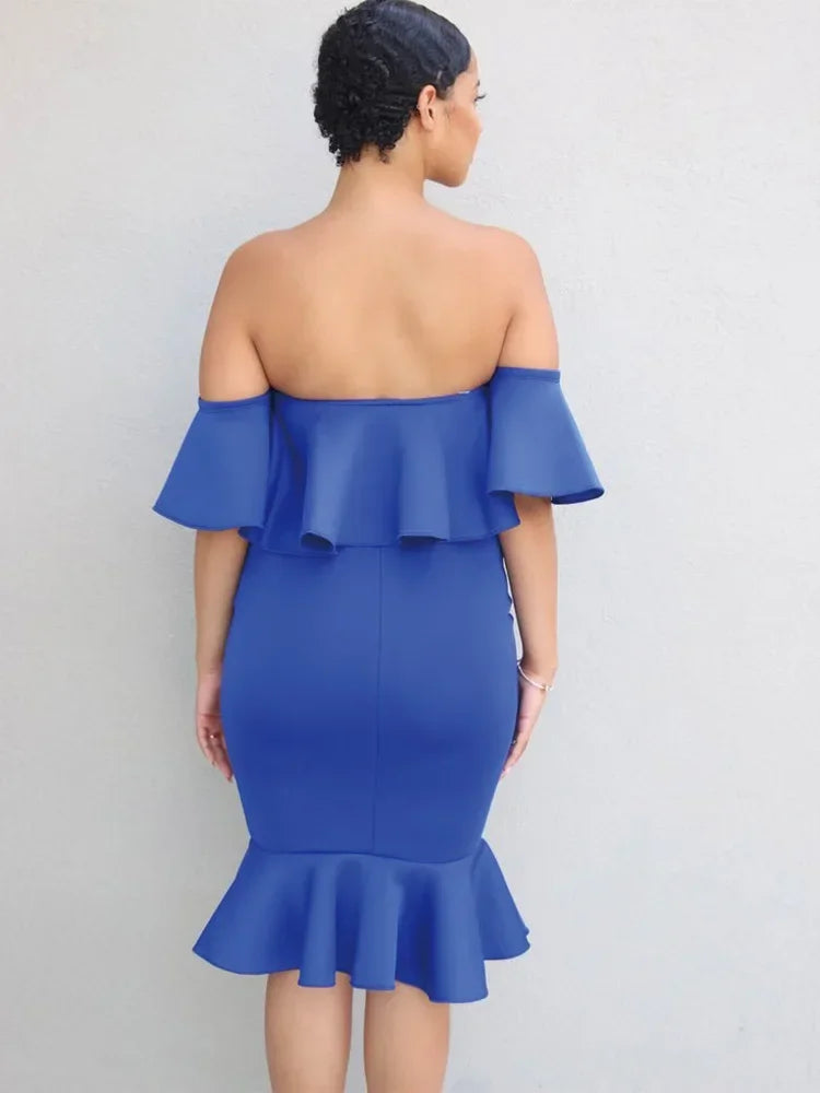 Off-Shoulder Ruffled Evening Maternity Dress