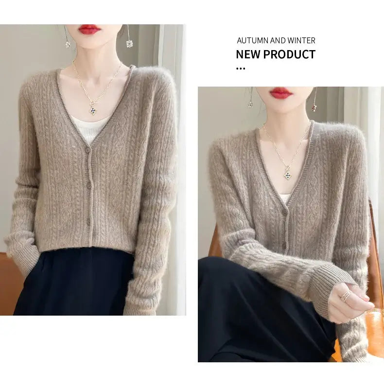 Women Merino Wool Cashmere Cardigan