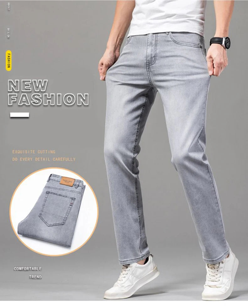 Men Grey Stretch Jeans