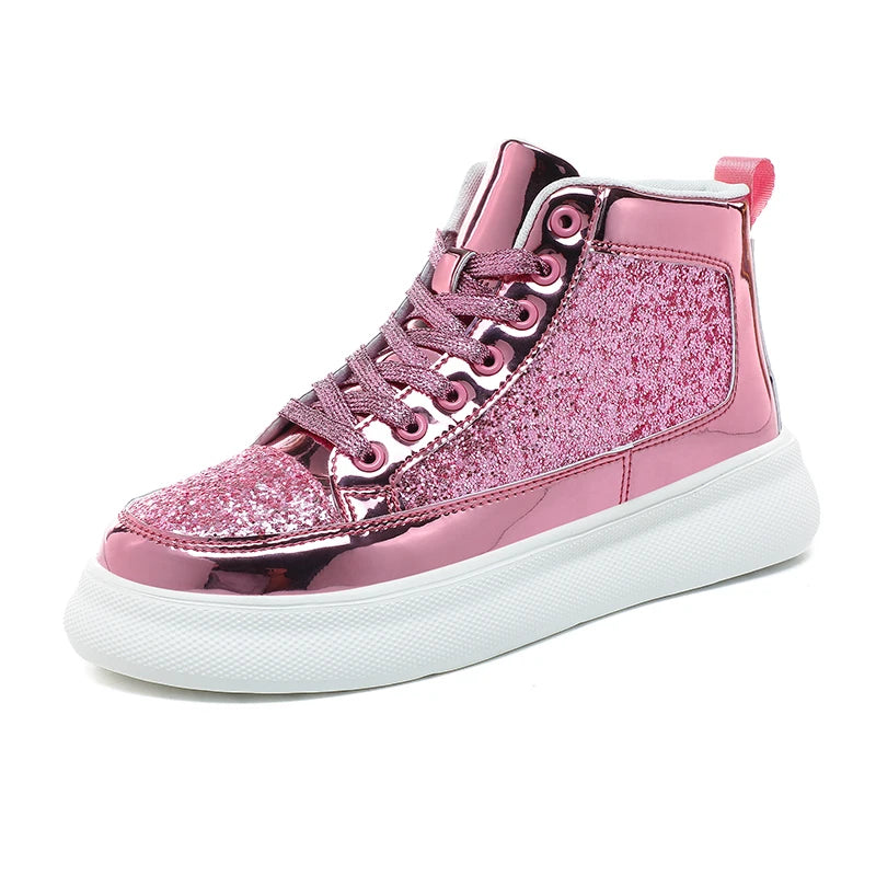 Pink Bling High Top Fashion Skate Shoes
