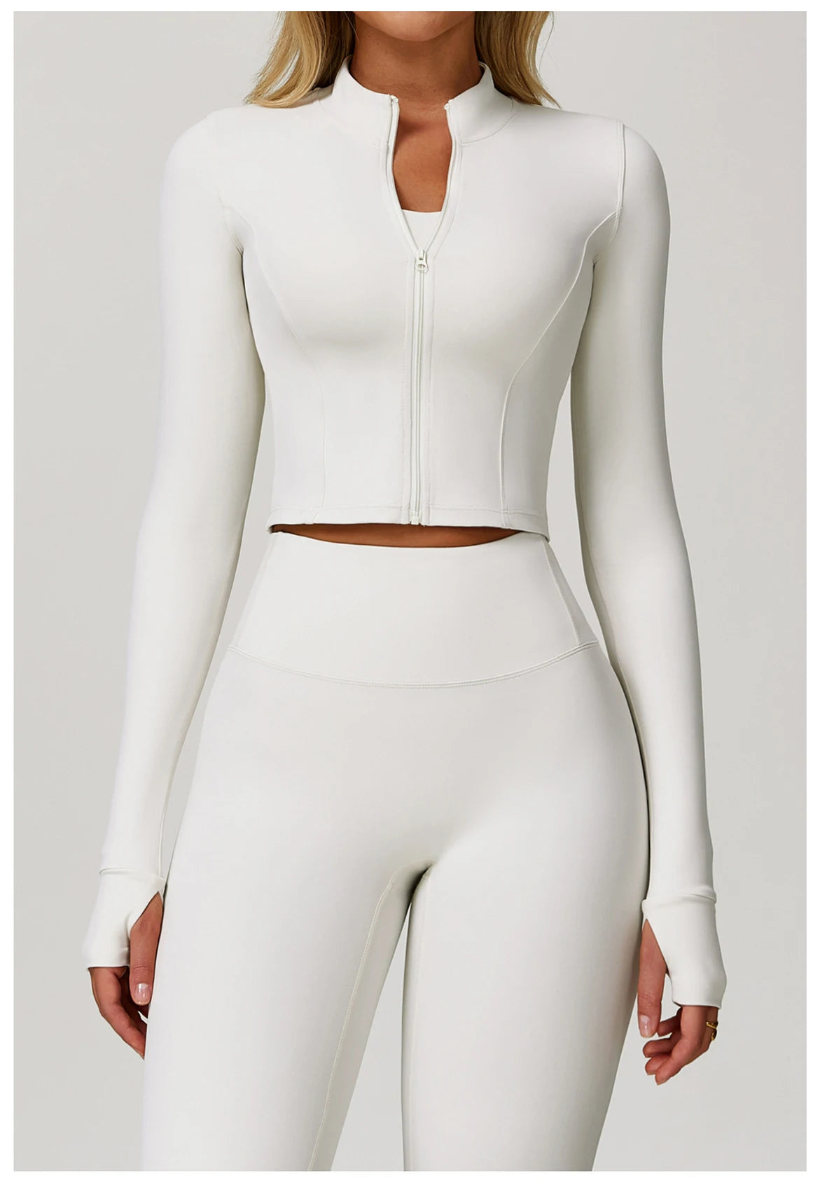 Women's Sexy Zip Long Sleeve Yoga Jacket – Workout Running Cycling Top