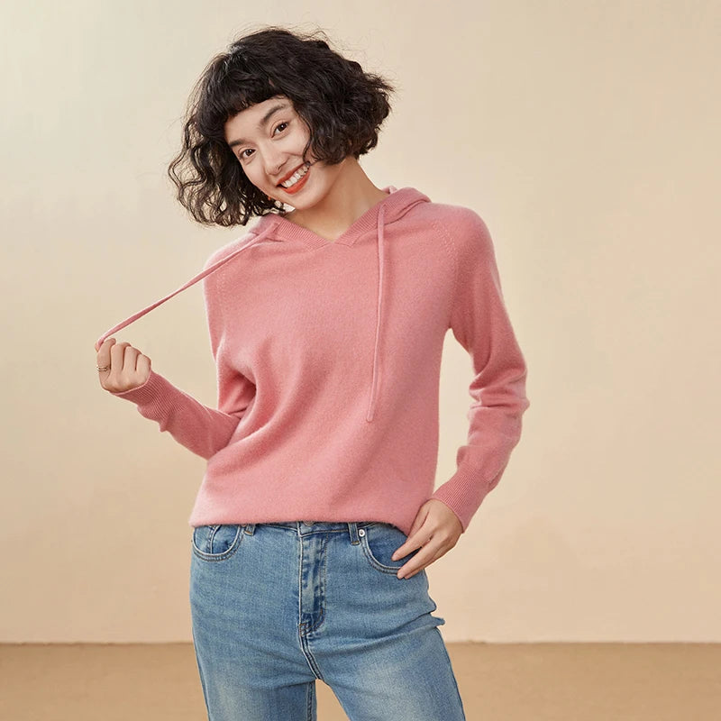 Women's 100% Cashmere Hooded Sweater