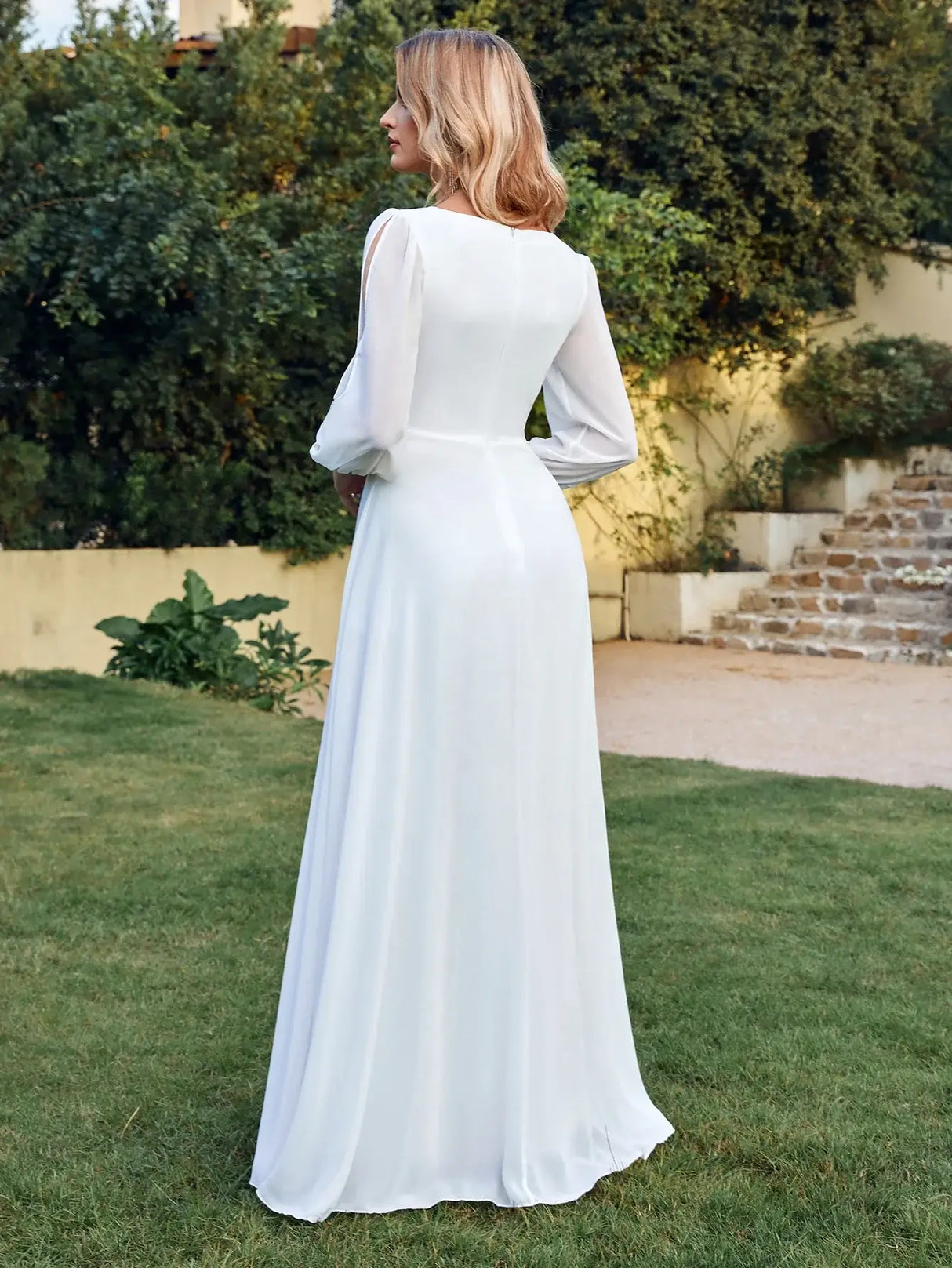 Women Elegant Evening Dress Long Sleeve A-Line Maxi