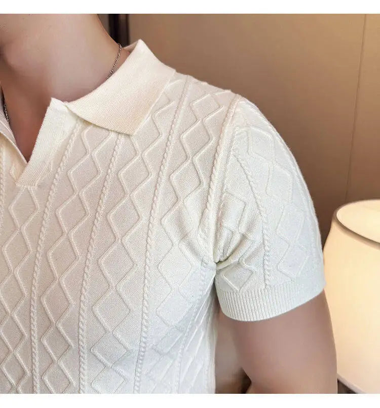 Men Polo Collar Slim Fit Knit Sweater