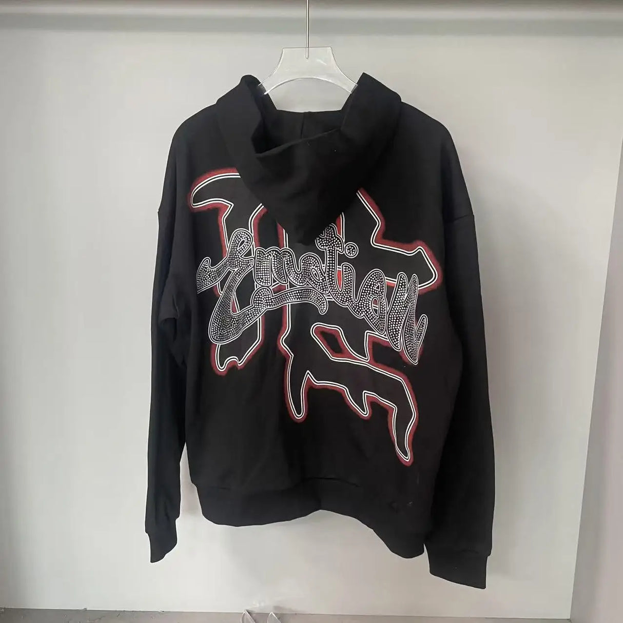 Men Rhinestone Zipper Hoodie