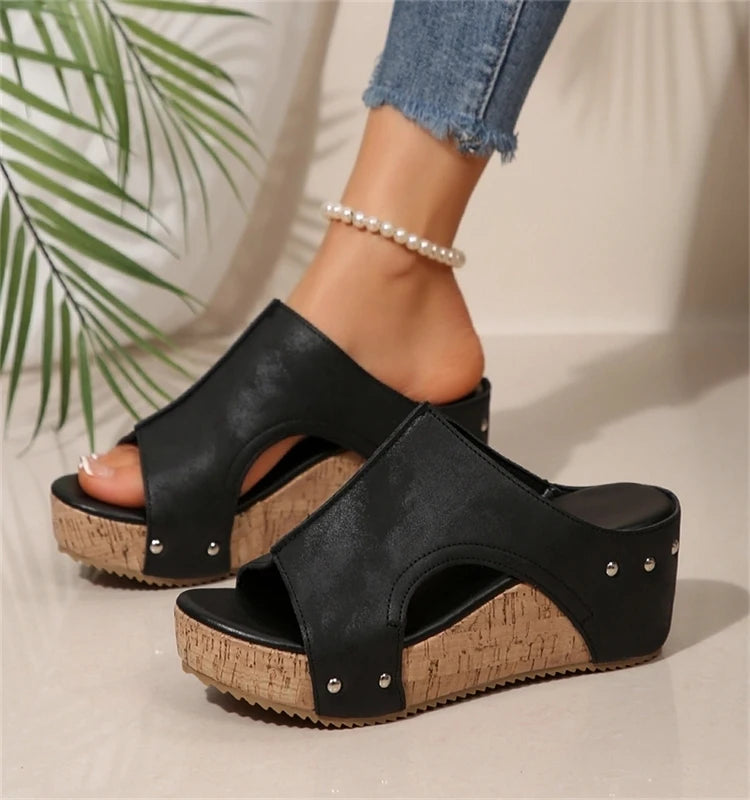 Women Elegant Wedge Sandals Casual Slides