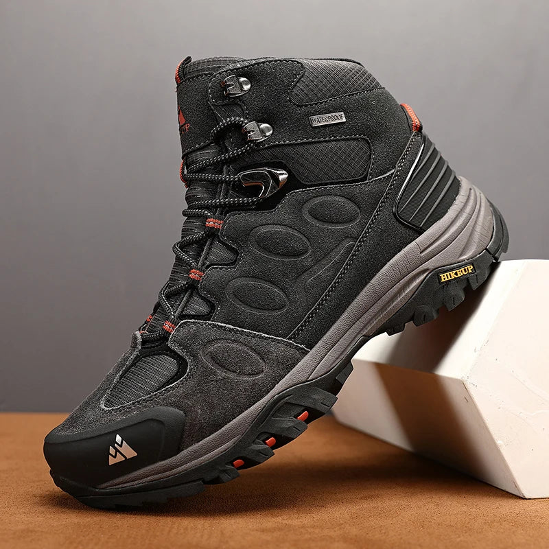HIKEUP Men High Top Outdoor Hiking Boots