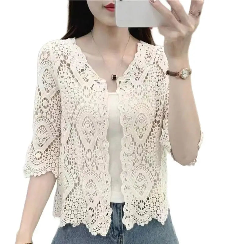 Women Crochet Lace Shrug Cardigan