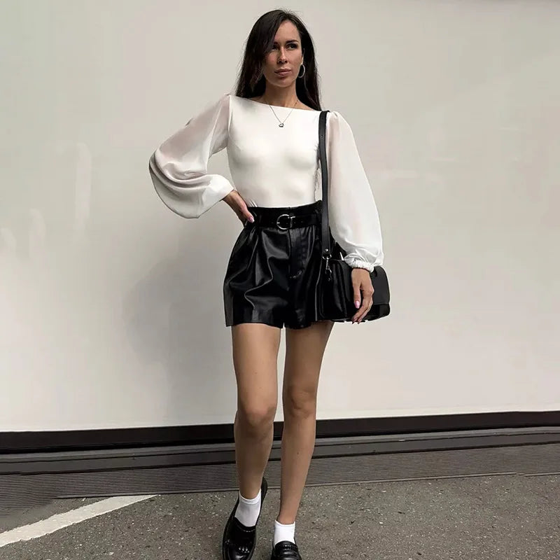 Black White Mesh Bodysuit – Y2K Bodycon Jumpsuit