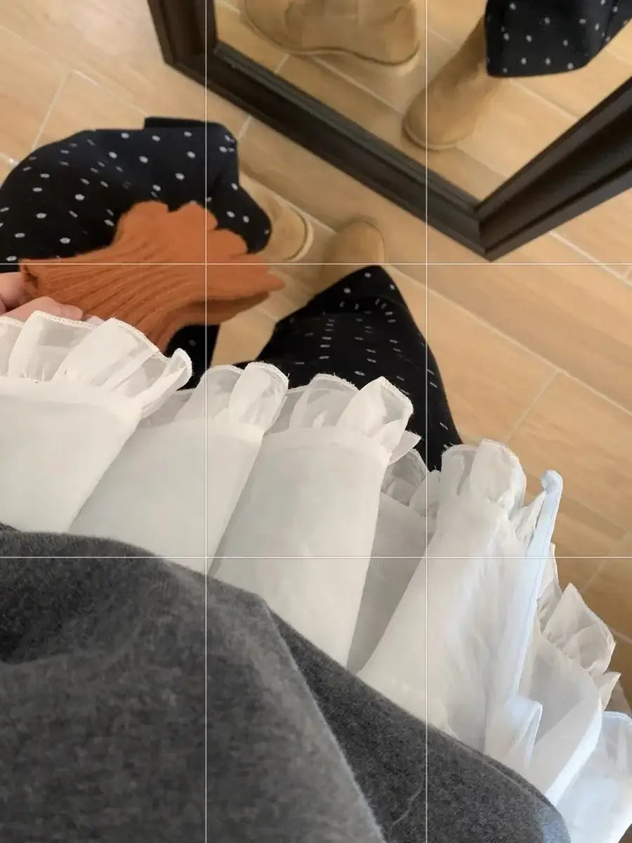 Women Y2K Lace Wrap Layered Skirt