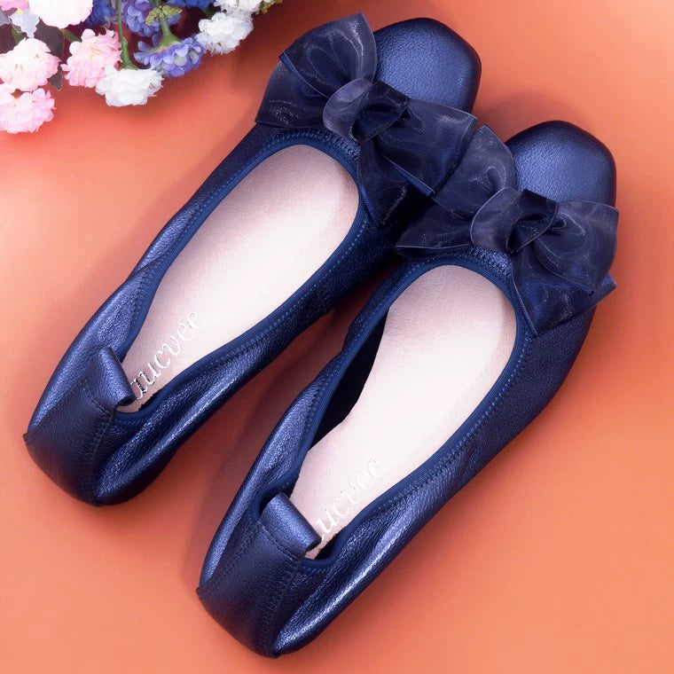 Women Leather Bowknot Slip-On Ballerina Flats