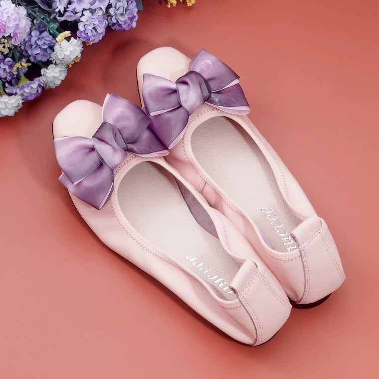 Women Leather Bowknot Slip-On Ballerina Flats